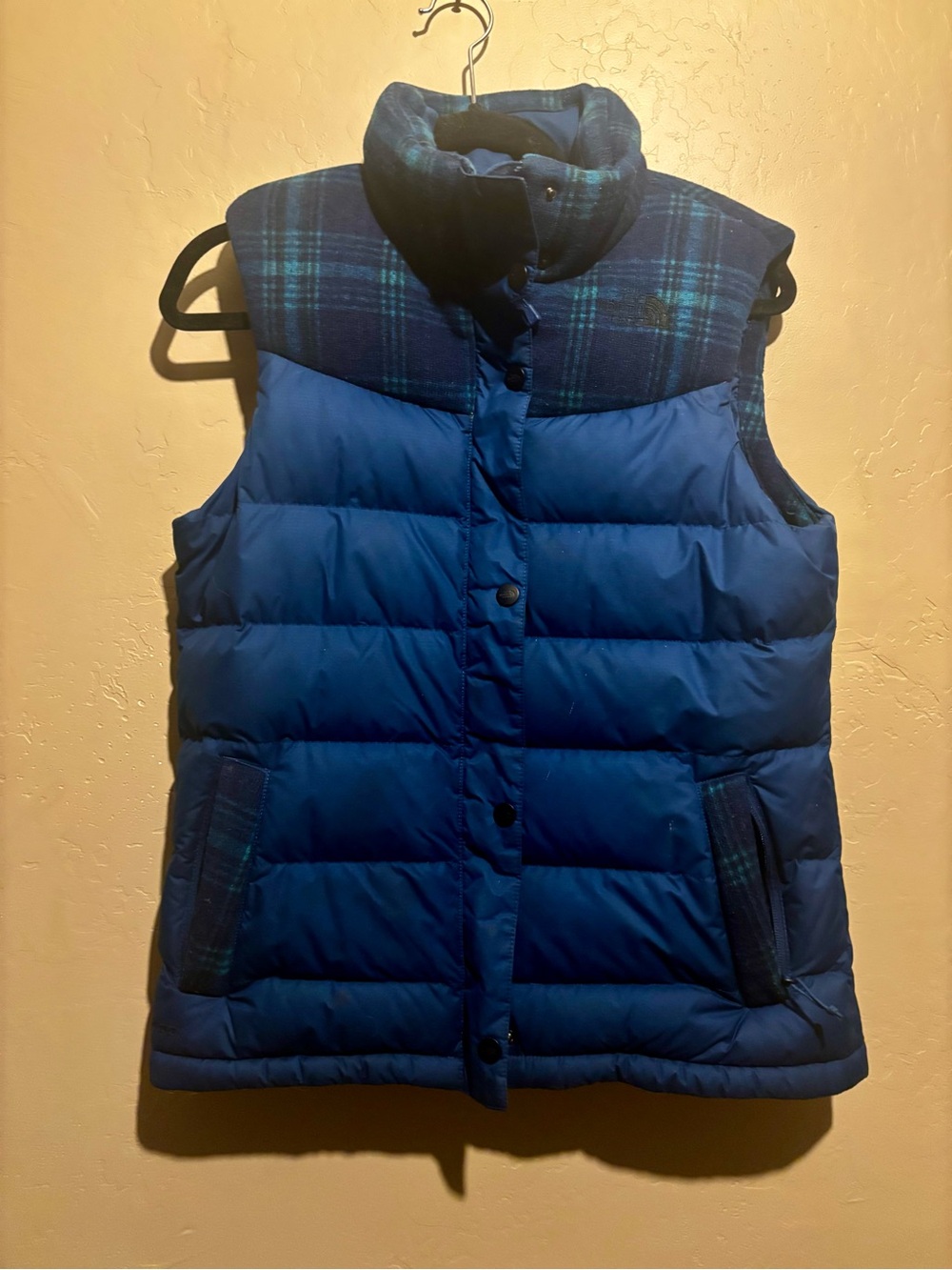 The North Face Blue/Plaid Puffer Vest ***Hard to find
